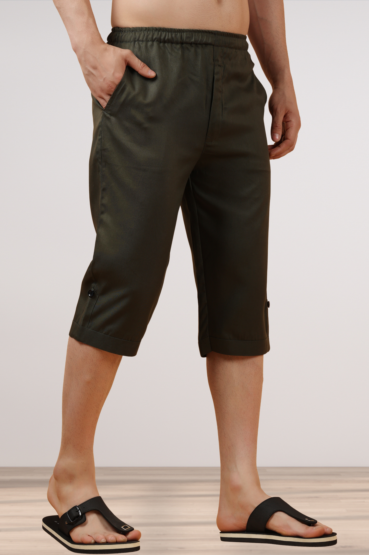 Army Green Tencel Capri