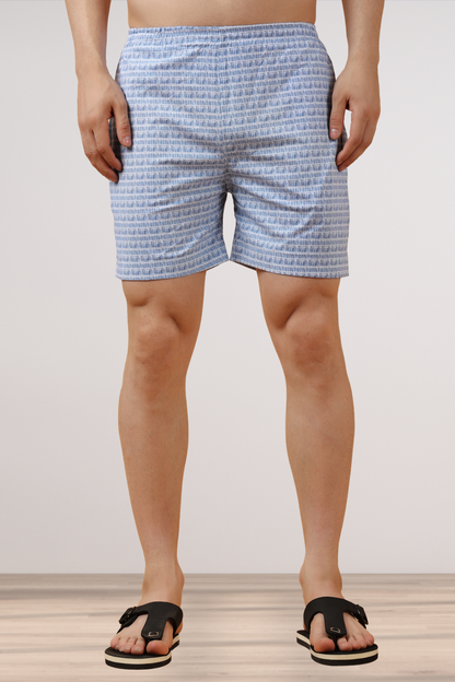 Aruba Blue Poplin Lycra Shorts