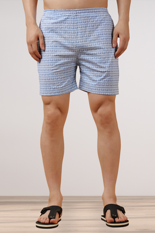 Aruba Blue Poplin Lycra Shorts