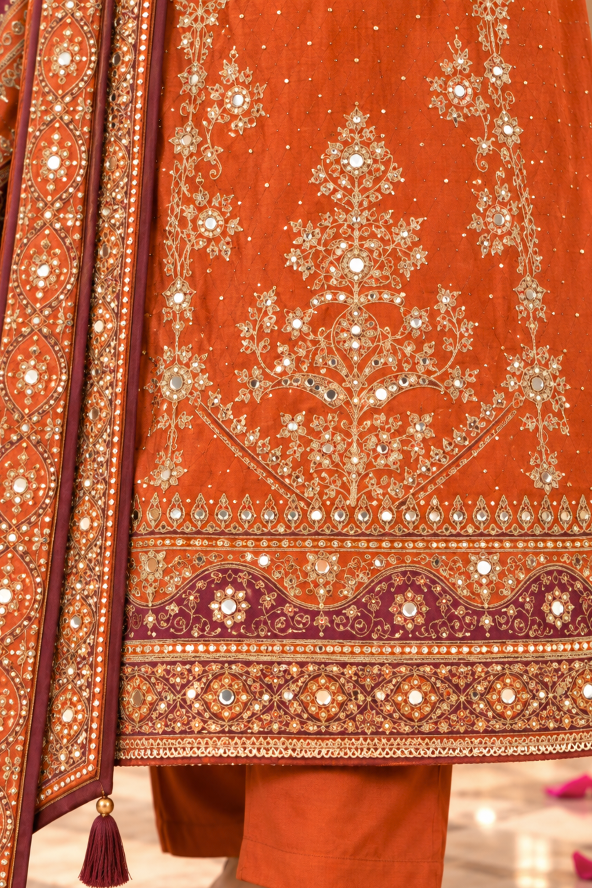 Arzoo Karachi Muslin Suit With Mirror Work