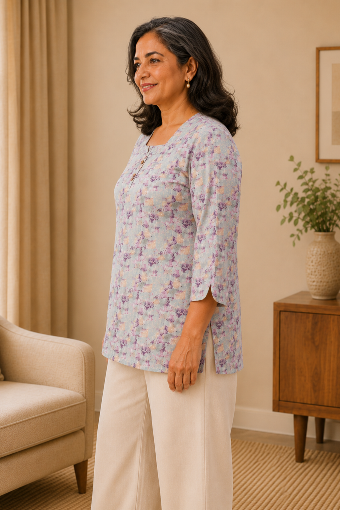 Autumn Bloom Printed Short Kurta