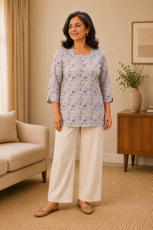 Autumn Bloom Printed Short Kurta