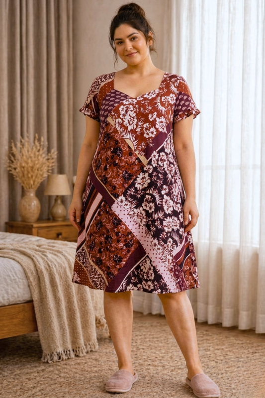 Autumn Cocoa Frilled Short Nighty