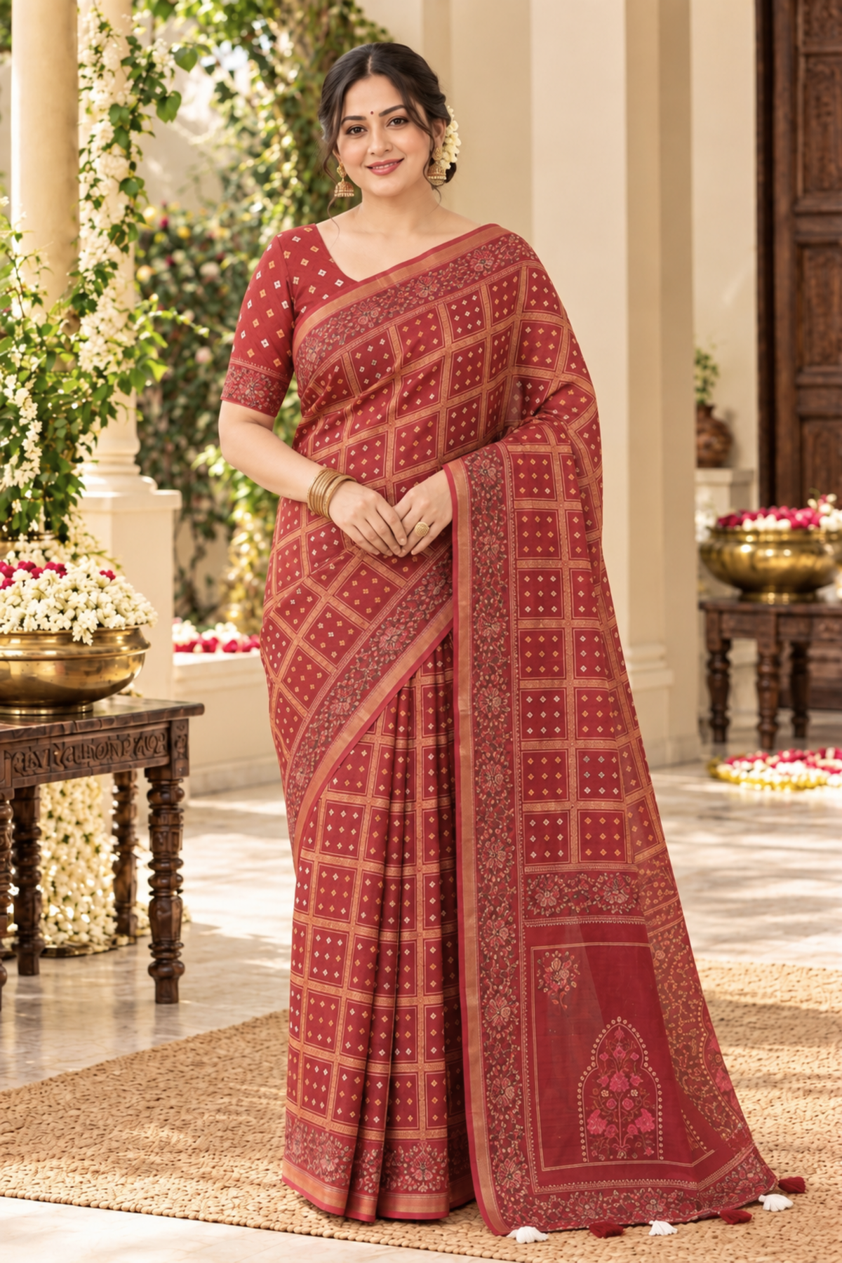 Avani Printed Saree With 1.5 Mtr Blouse Piece