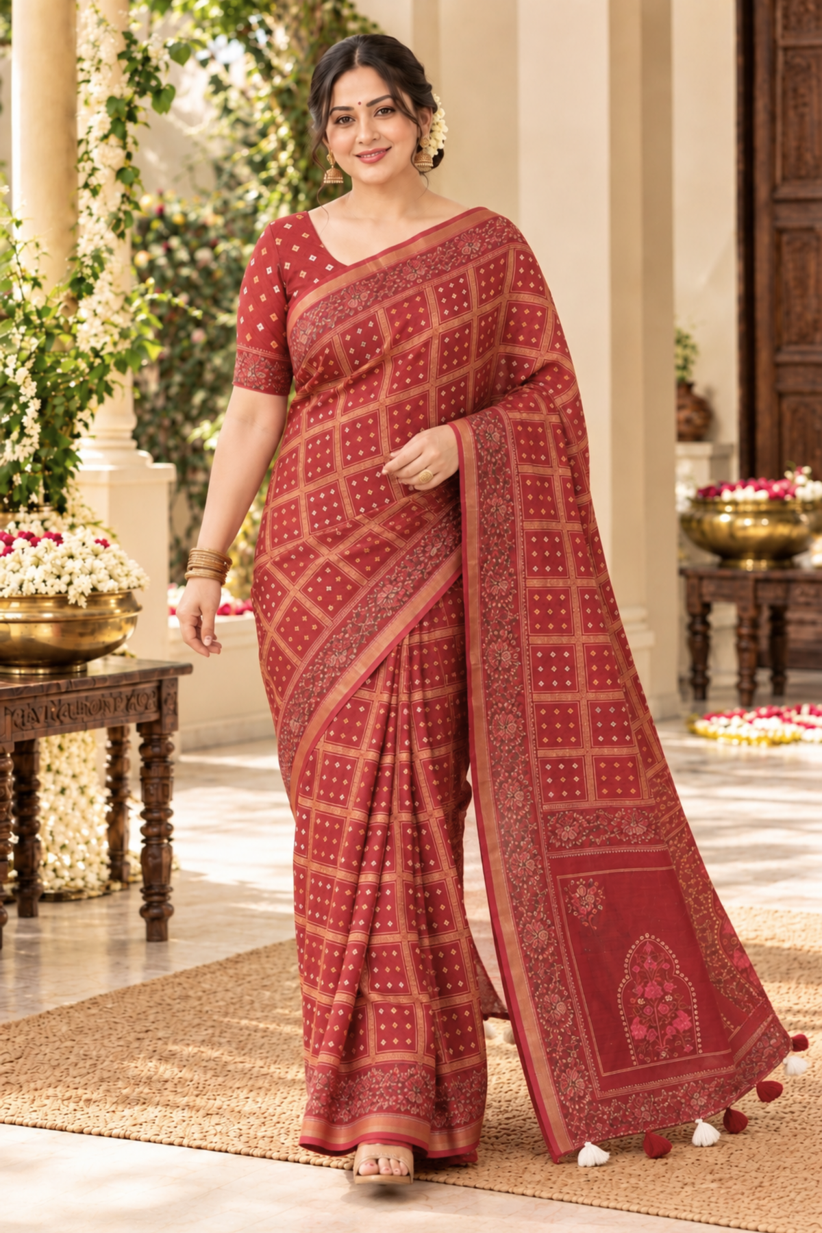 Avani Printed Saree With 1.5 Mtr Blouse Piece