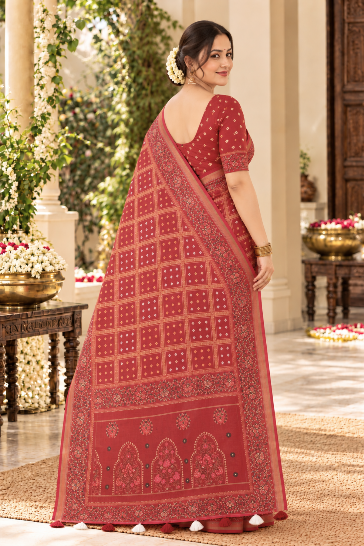 Avani Printed Saree With 1.5 Mtr Blouse Piece