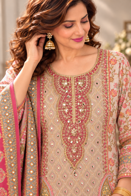 Ayesha Karachi Muslin Suit With Aari Work