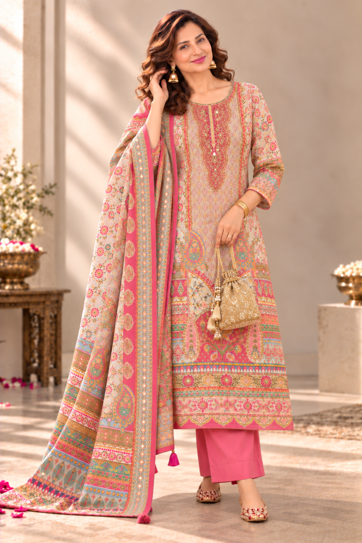 Ayesha Karachi Muslin Suit With Aari Work