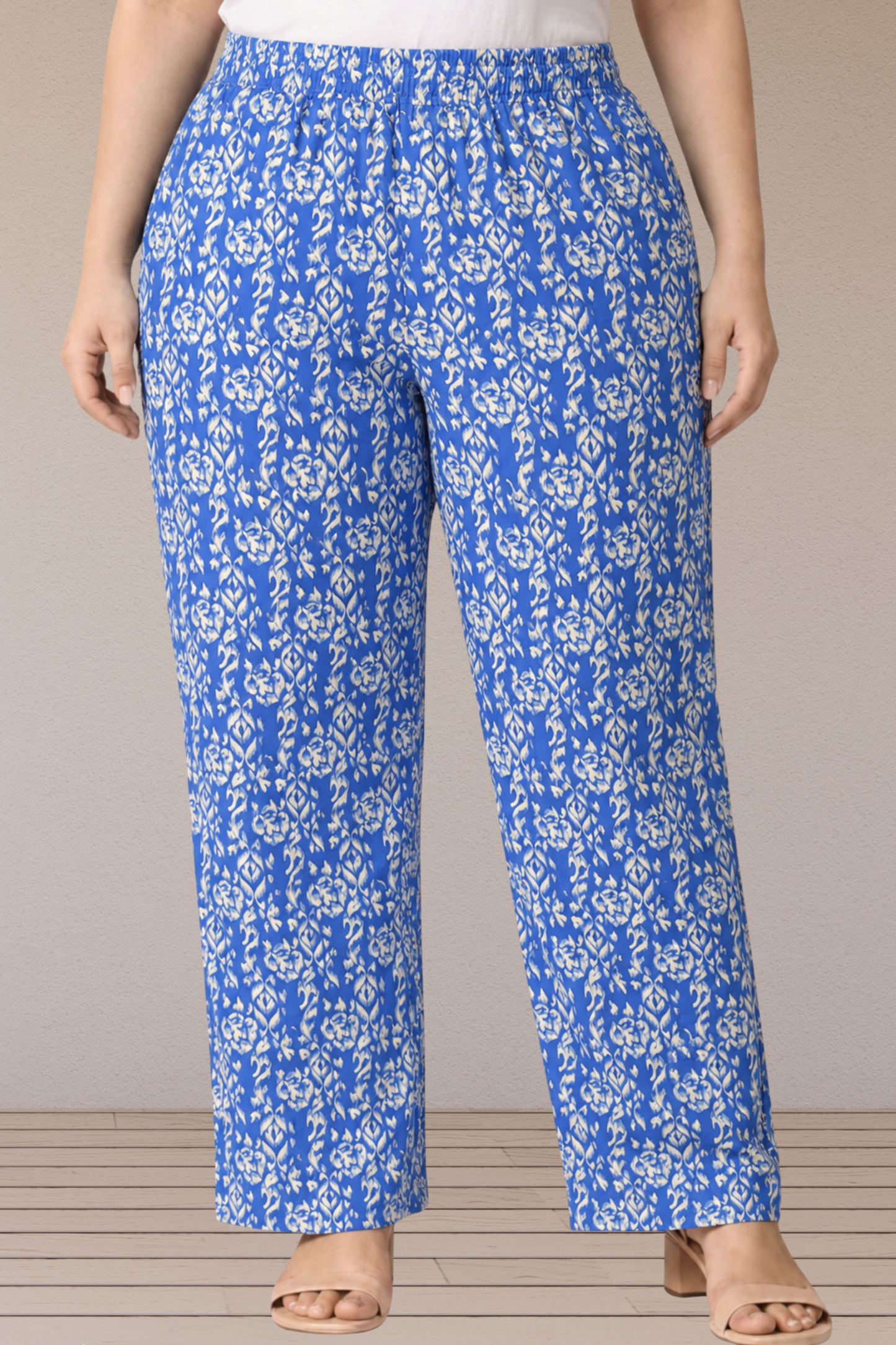 Azure Bloom Printed Rayon Lounge Pants