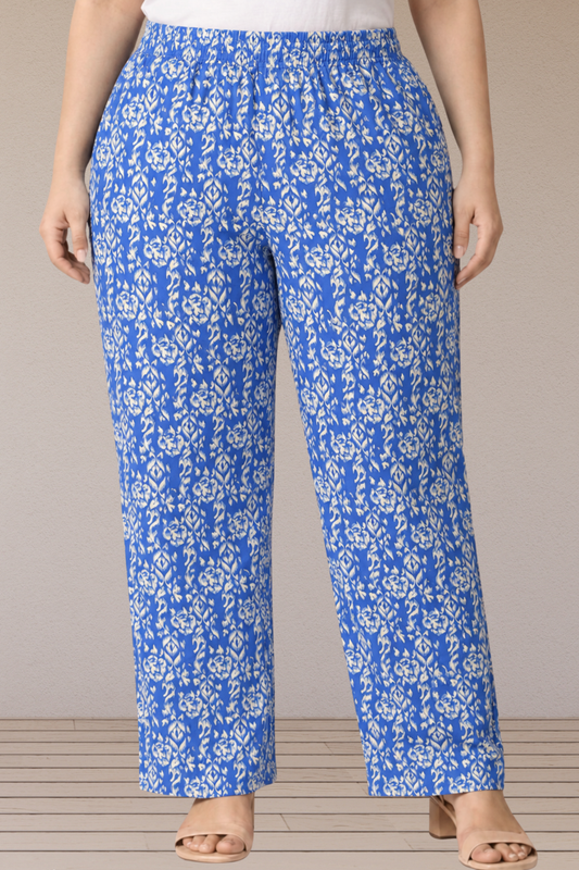 Azure Bloom Printed Rayon Lounge Pants