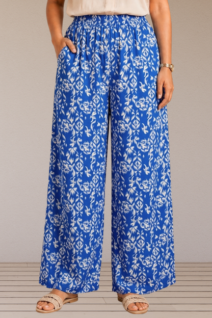Azure Bloom Printed Rayon Lounge Pants