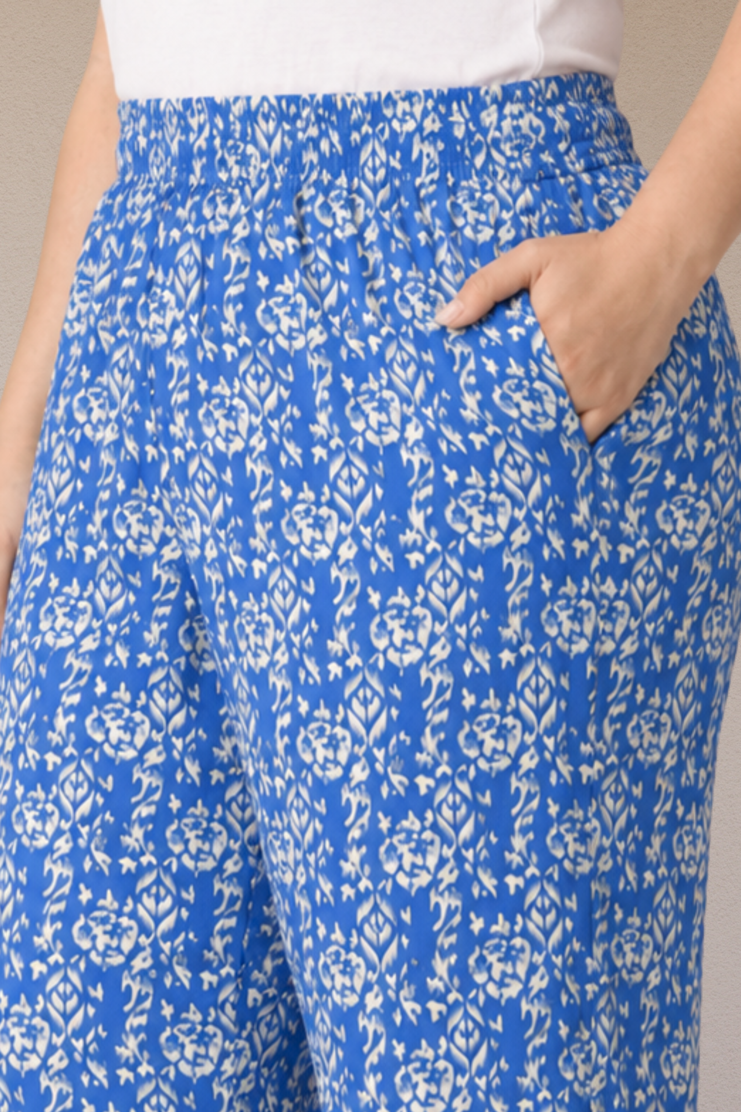 Azure Bloom Printed Rayon Lounge Pants