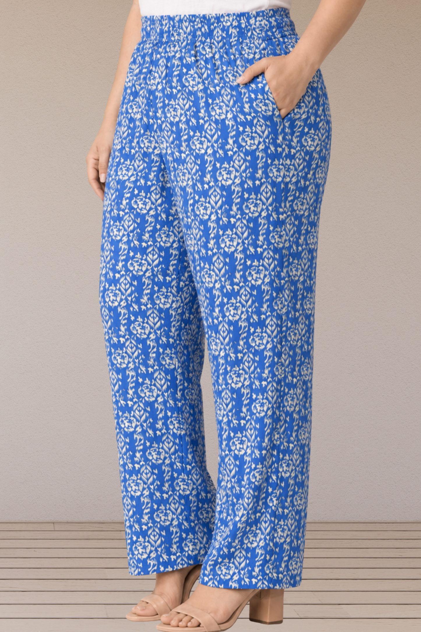 Azure Bloom Printed Rayon Lounge Pants