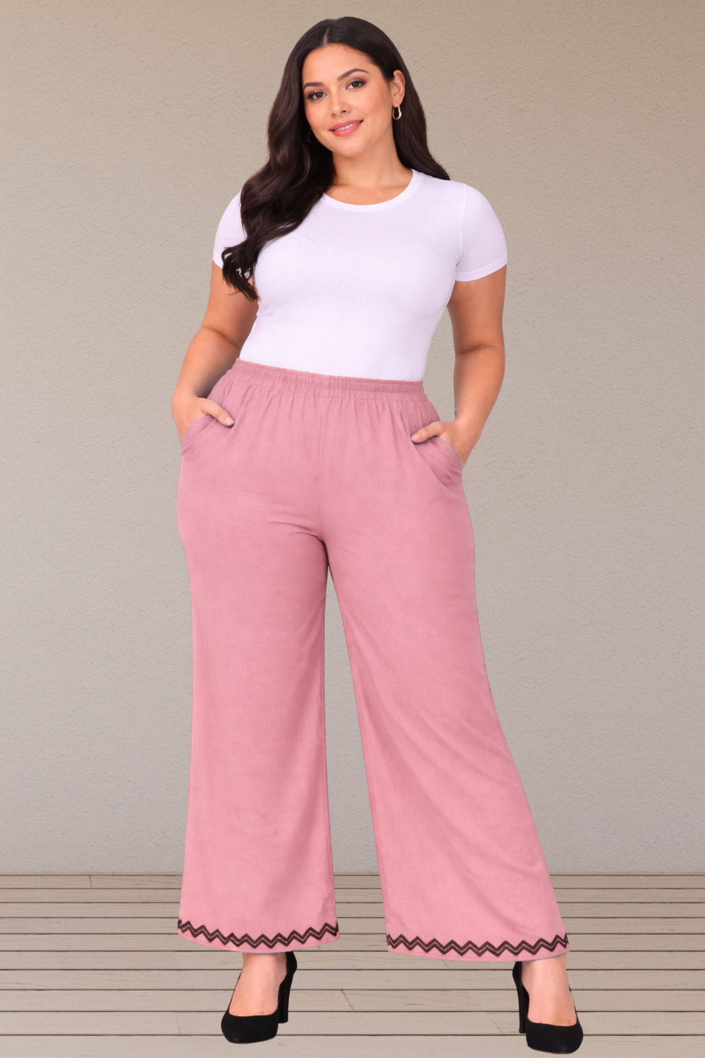 Baby Pink Embellished Cotton Palazzo