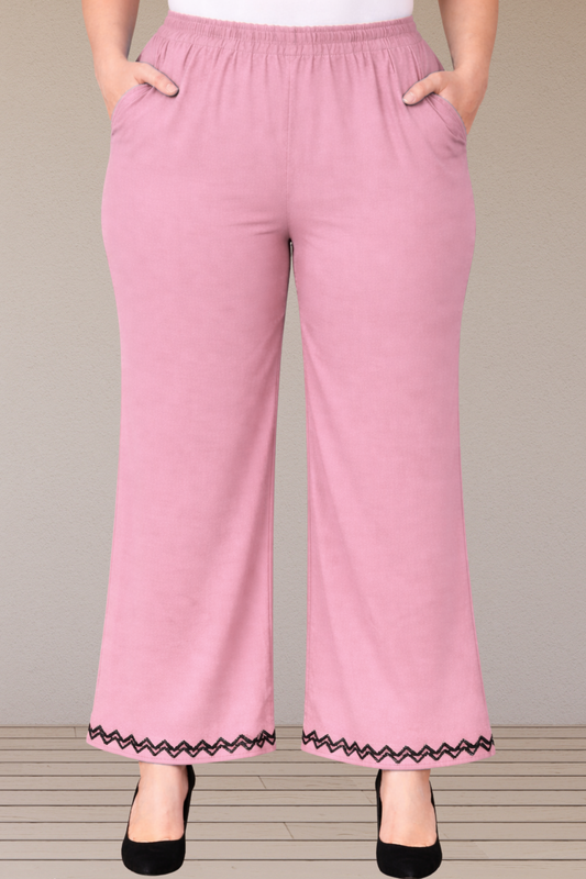 Baby Pink Embellished Cotton Palazzo