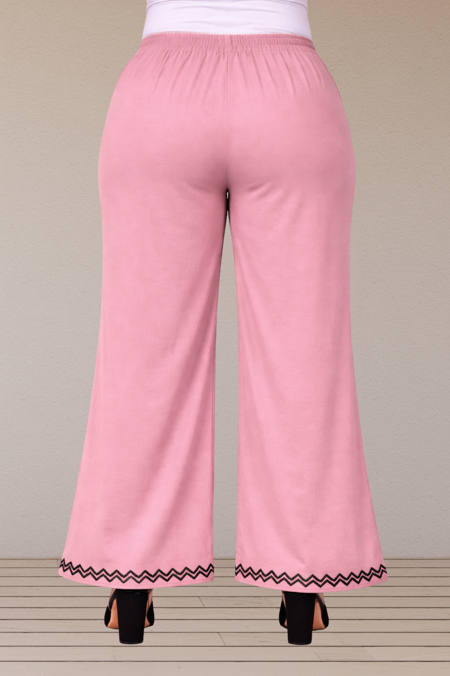 Baby Pink Embellished Cotton Palazzo