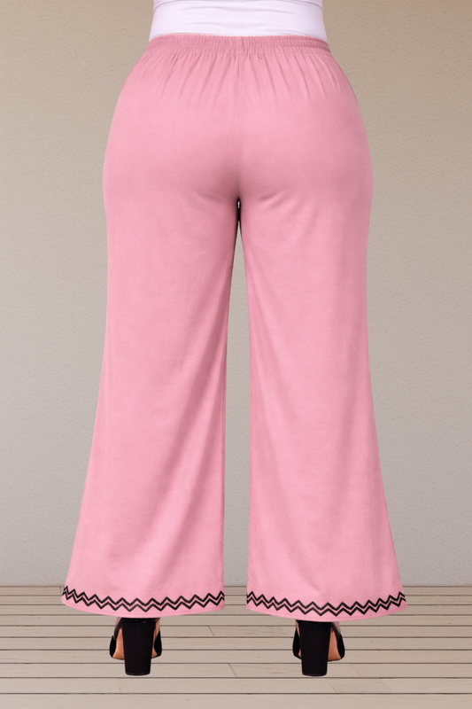 Baby Pink Embellished Cotton Palazzo