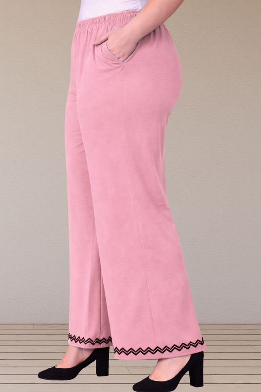 Baby Pink Embellished Cotton Palazzo
