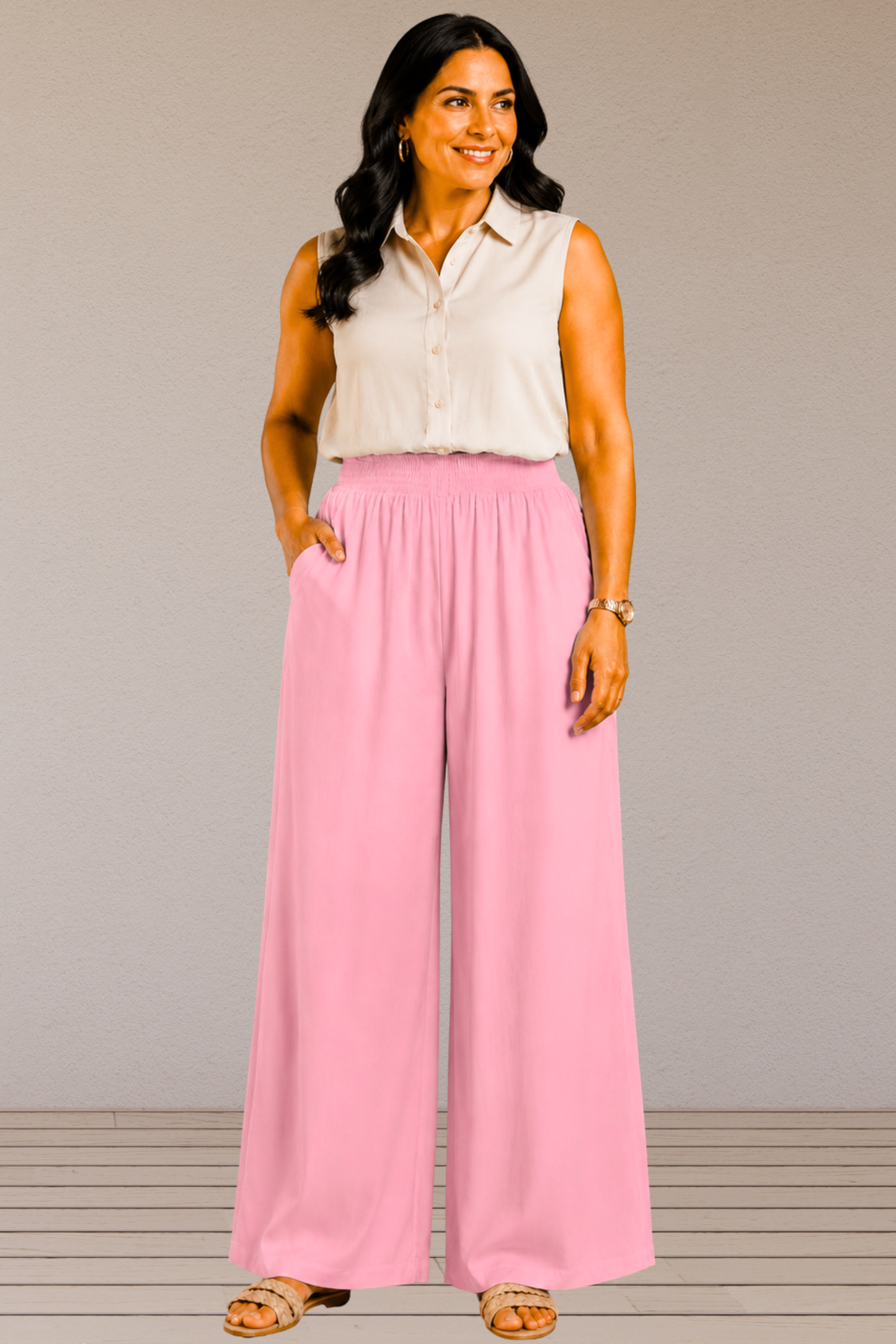 Baby Pink Flared Palazzo Pant