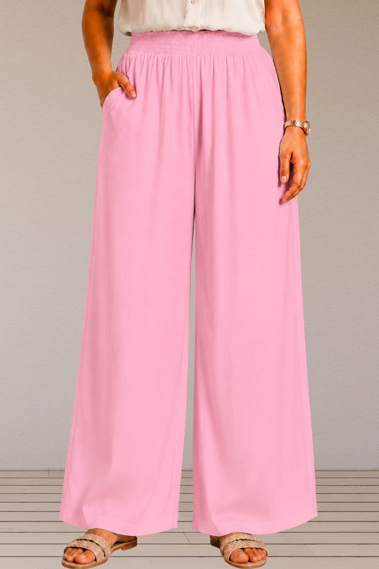 Baby Pink Flared Palazzo Pant