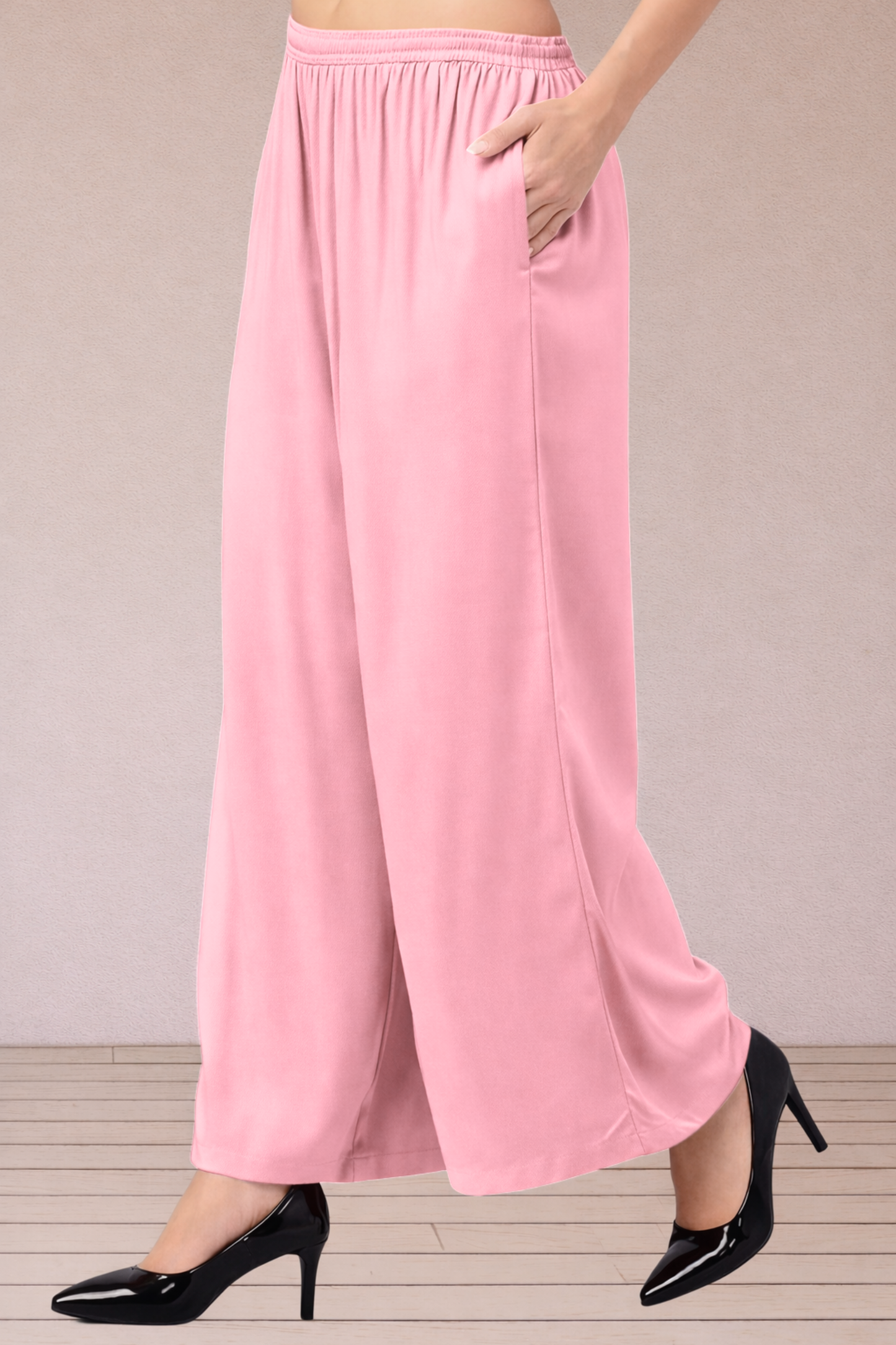 Baby Pink Flared Palazzo Pant