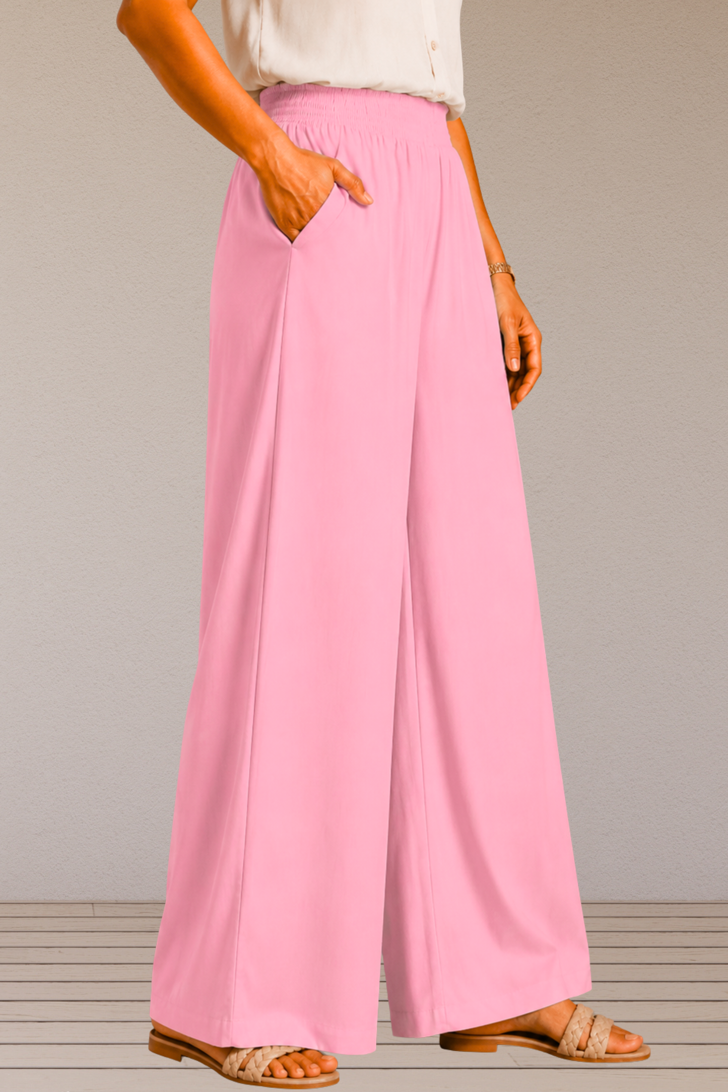 Baby Pink Flared Palazzo Pant