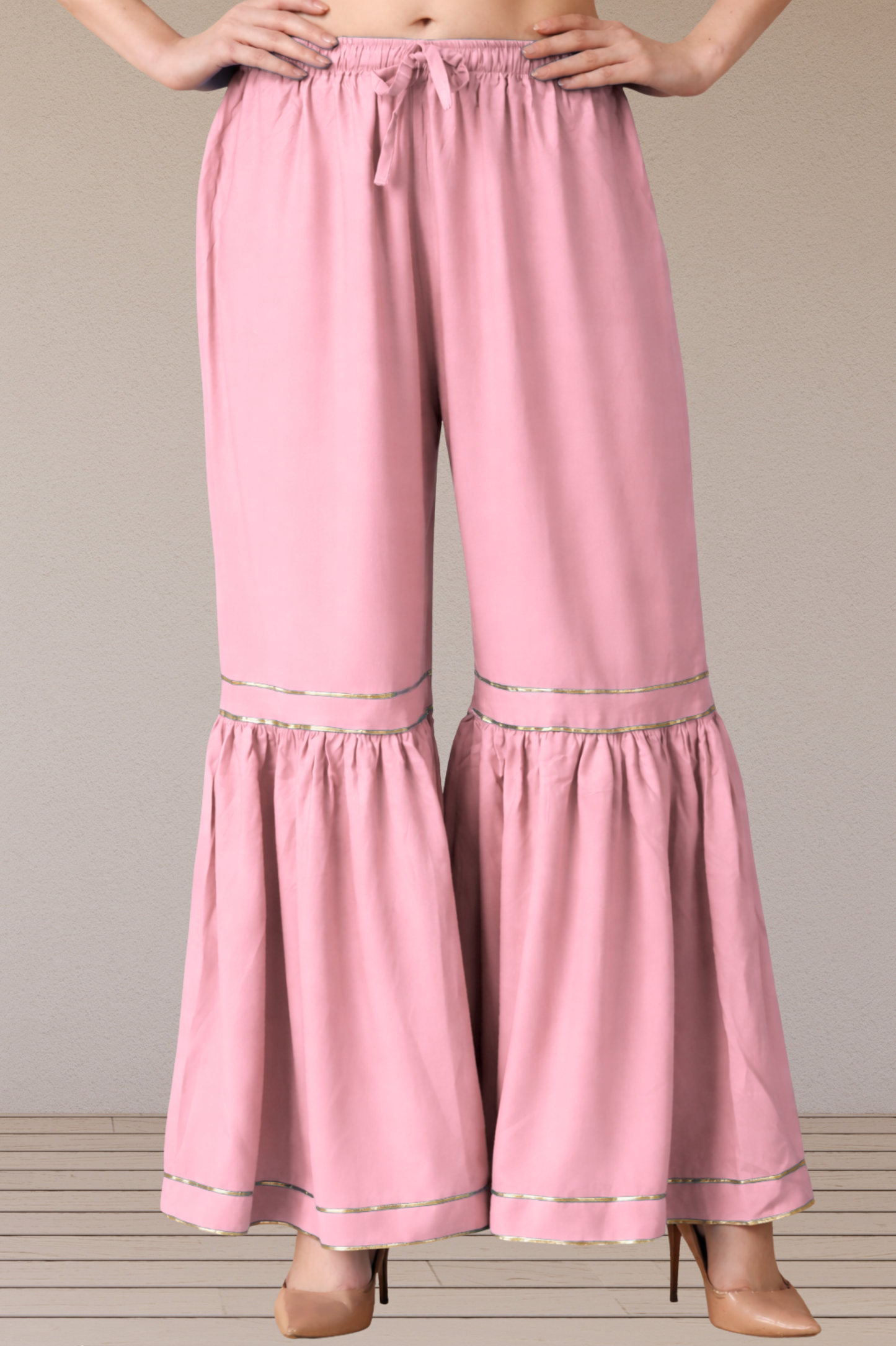 Baby Pink Frilled Rayon Sharara