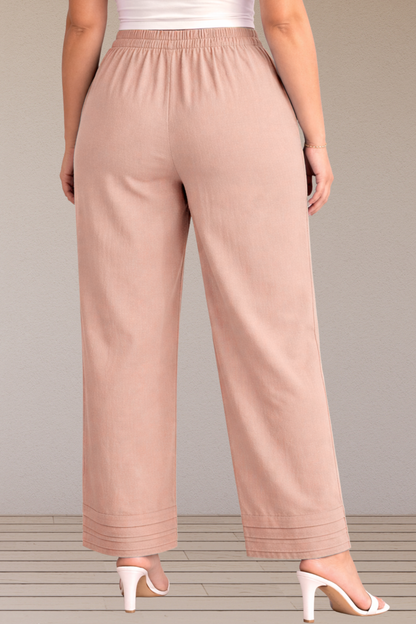 Light Onion Pintucked Cotton Palazzo