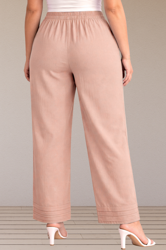 Light Onion Pintucked Cotton Palazzo