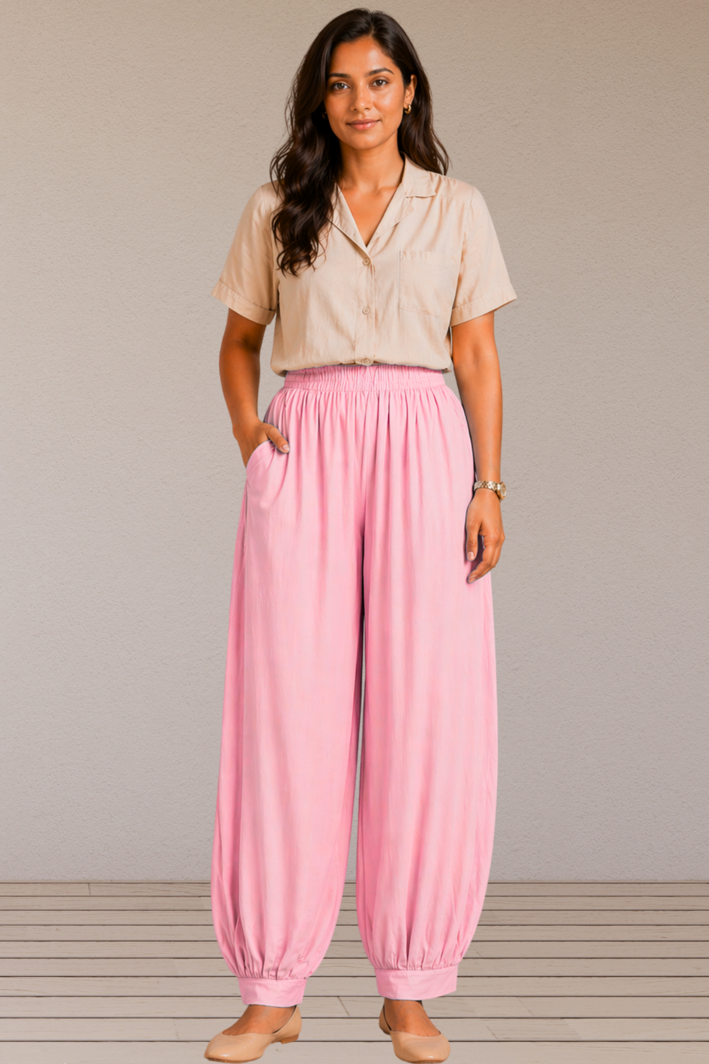 Baby Pink Rayon Afghani Pants