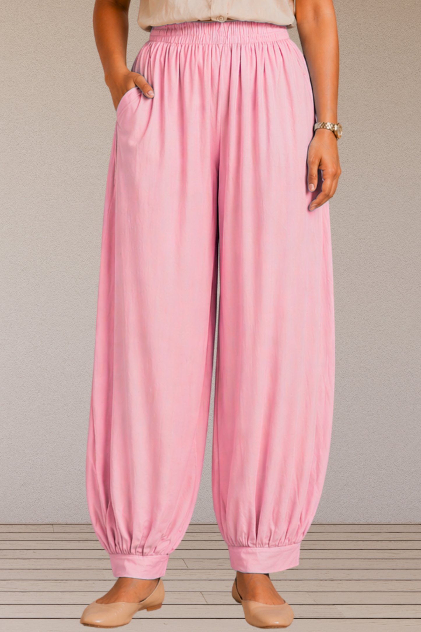 Baby Pink Rayon Afghani Pants