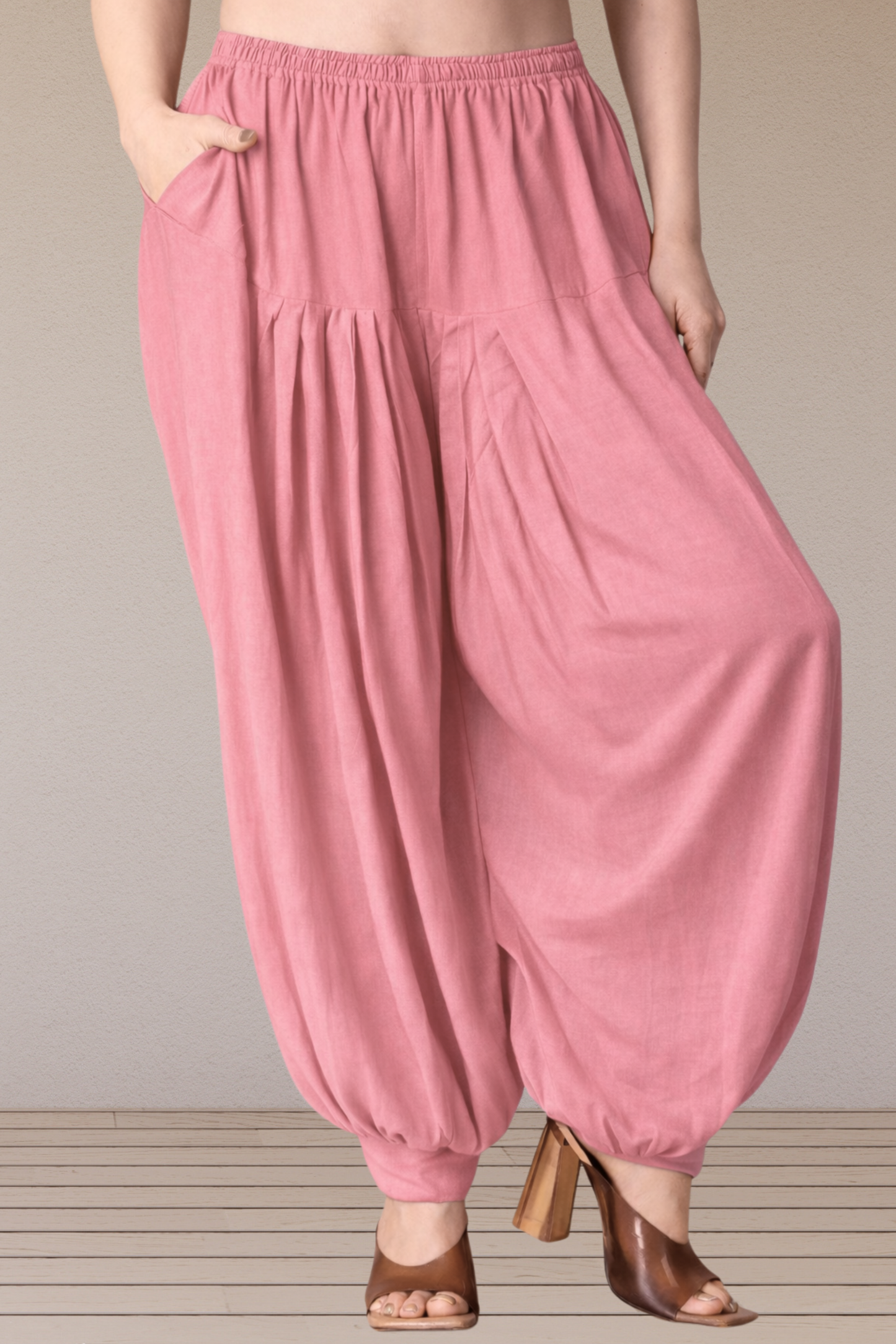 Baby Pink Rayon Afghani Salwar