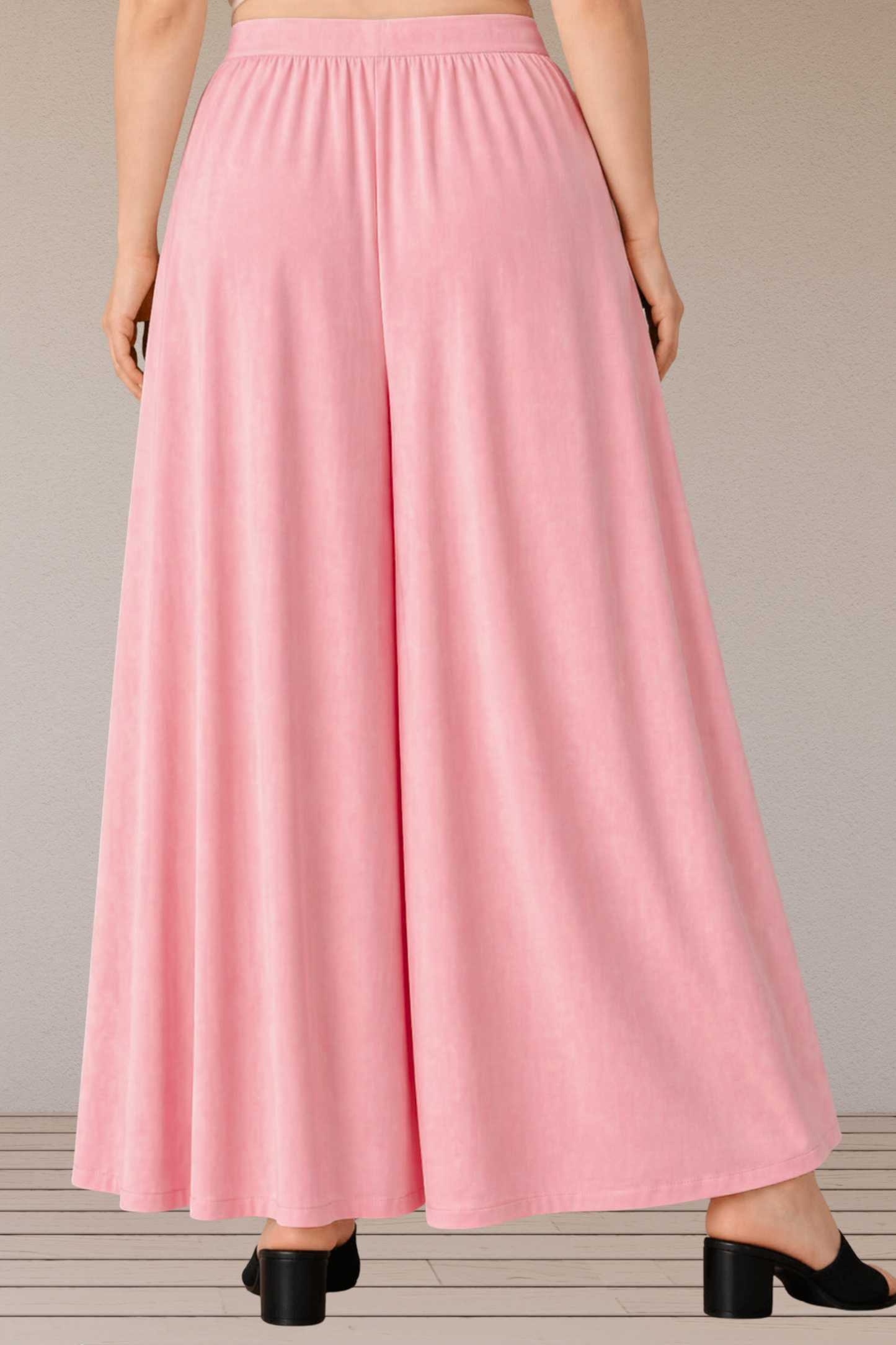 Baby Pink Rayon Belted Skirt Palazzo