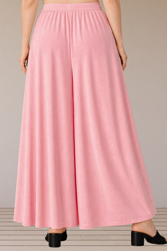 Baby Pink Rayon Belted Skirt Palazzo