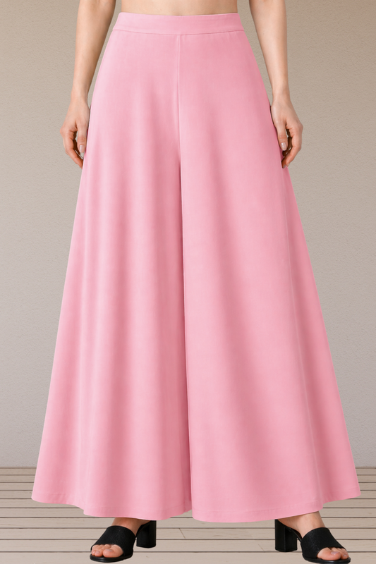 Baby Pink Rayon Belted Skirt Palazzo
