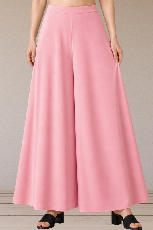Baby Pink Rayon Belted Skirt Palazzo