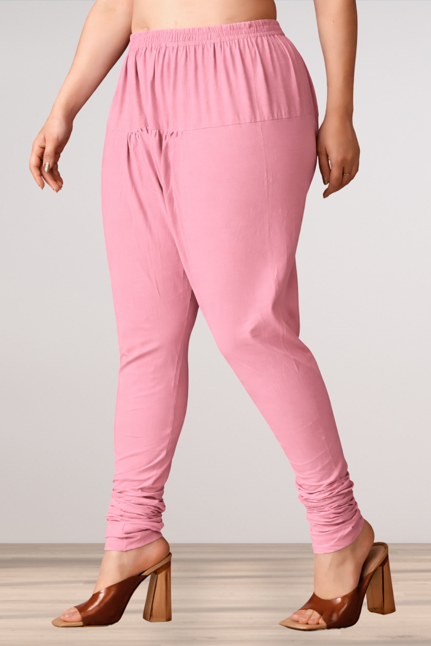 Baby Pink Rayon Churidar Pants