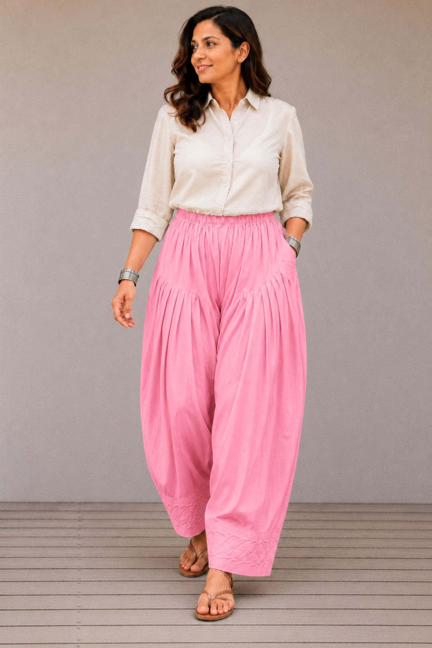 Baby Pink Rayon Farshi Salwar