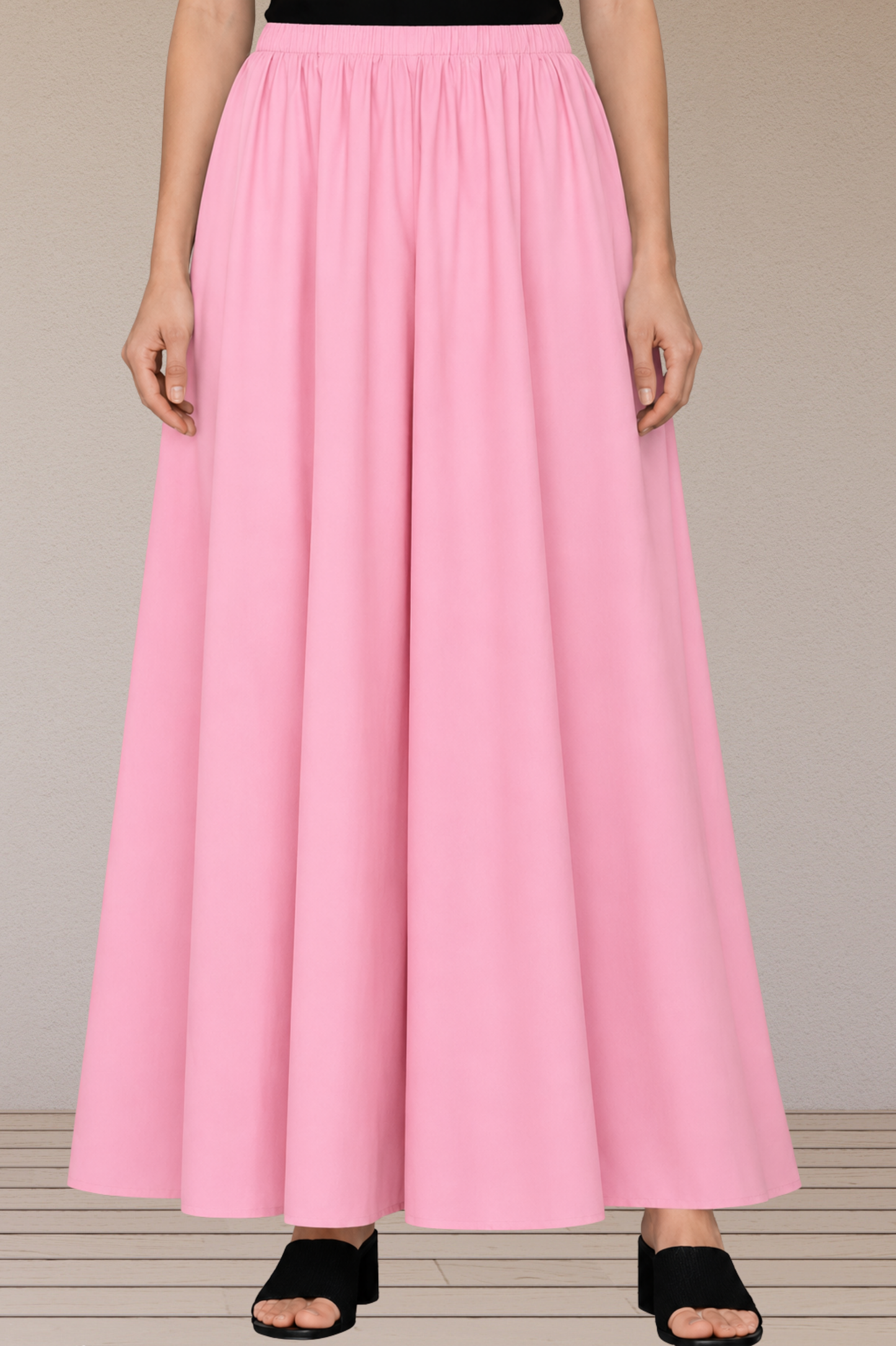 Baby Pink Rayon Long Skirt