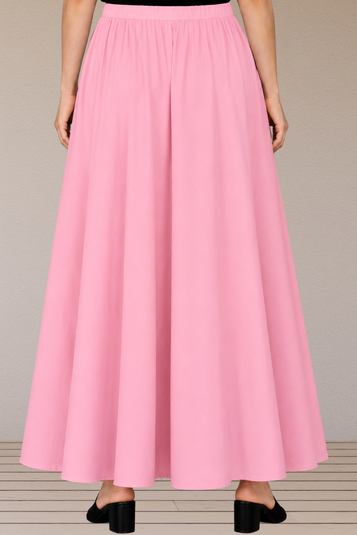 Baby Pink Rayon Long Skirt