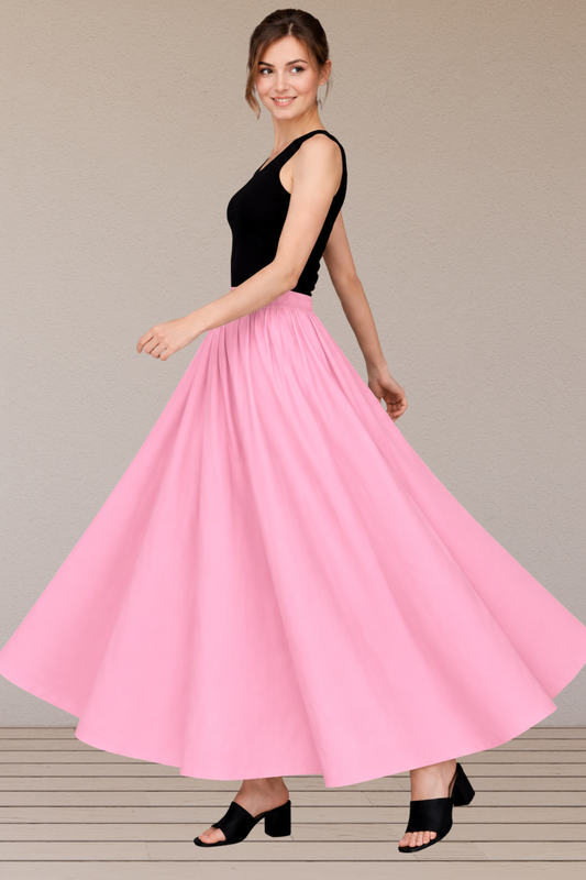 Baby Pink Rayon Long Skirt
