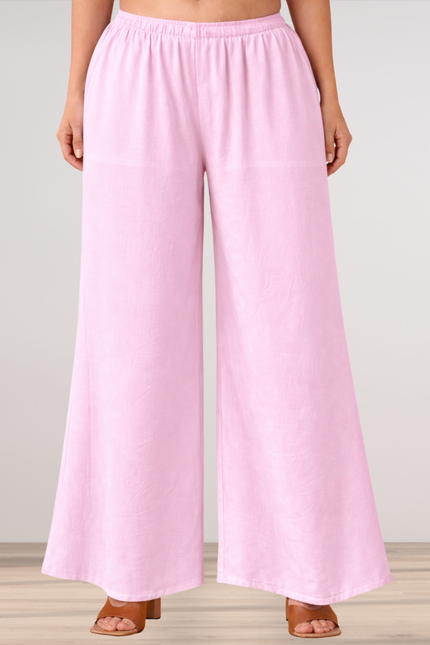 Baby Pink Rayon Loose Palazzo