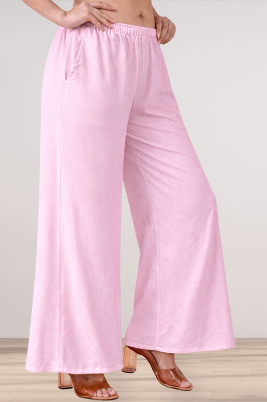 Baby Pink Rayon Loose Palazzo