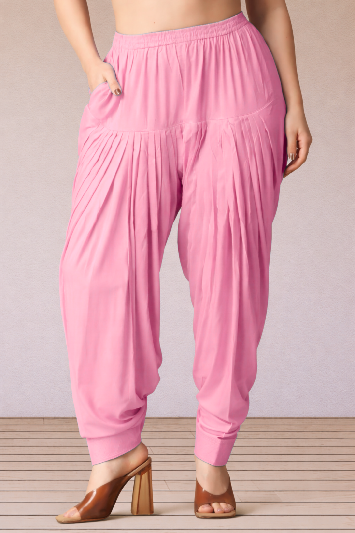 Baby Pink Rayon Patiala Salwar