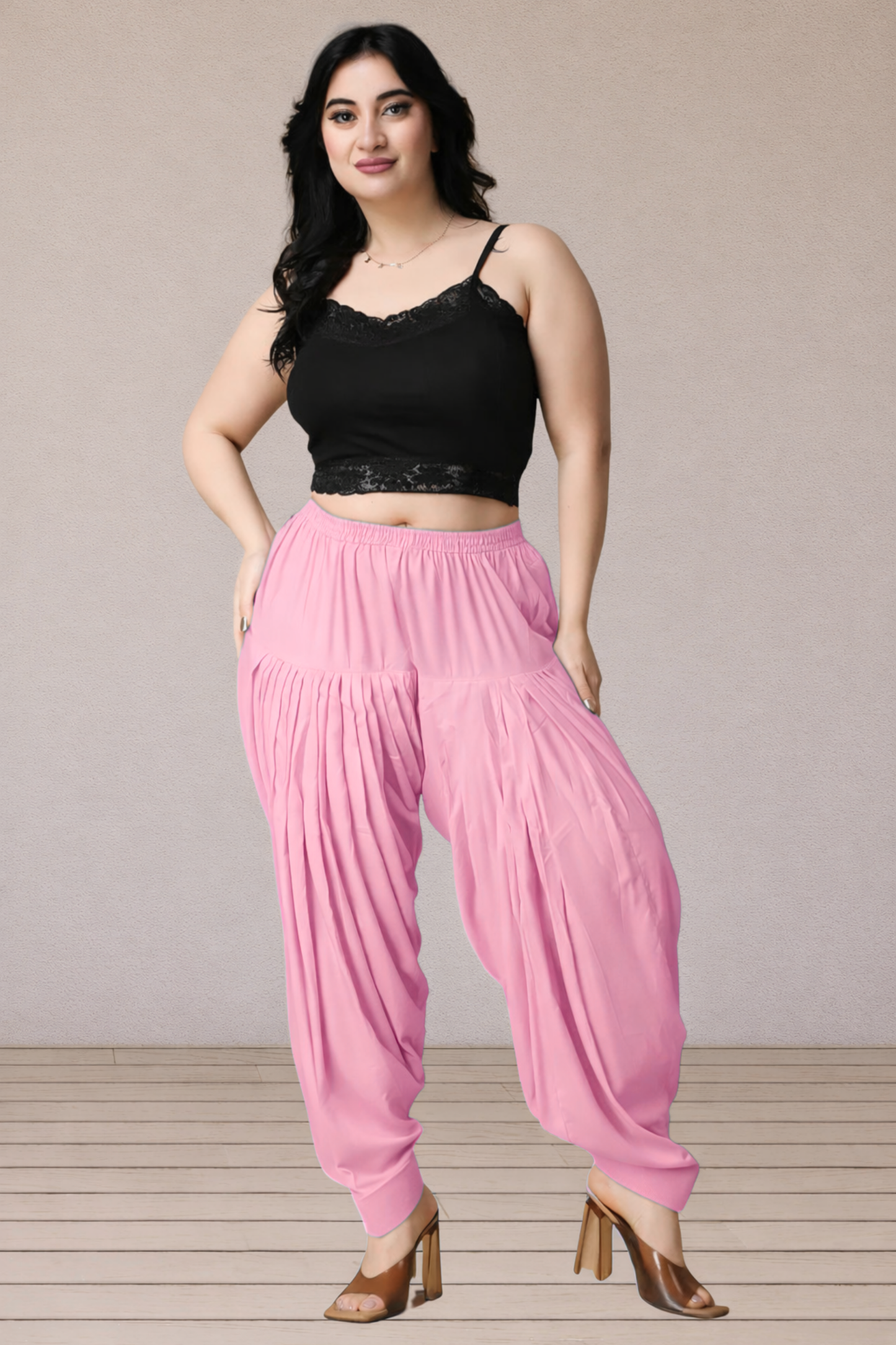 Baby Pink Rayon Patiala Salwar