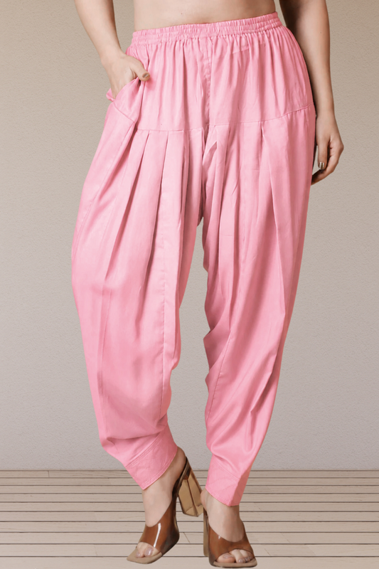 Baby Pink Rayon Pleated Salwar
