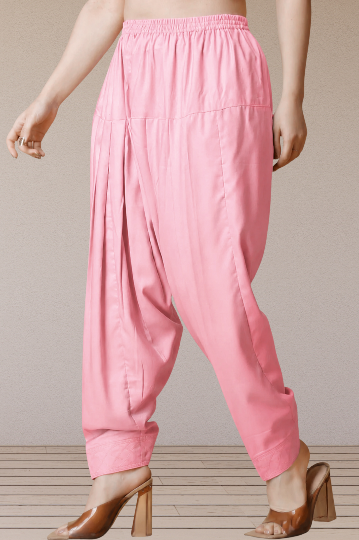 Baby Pink Rayon Pleated Salwar
