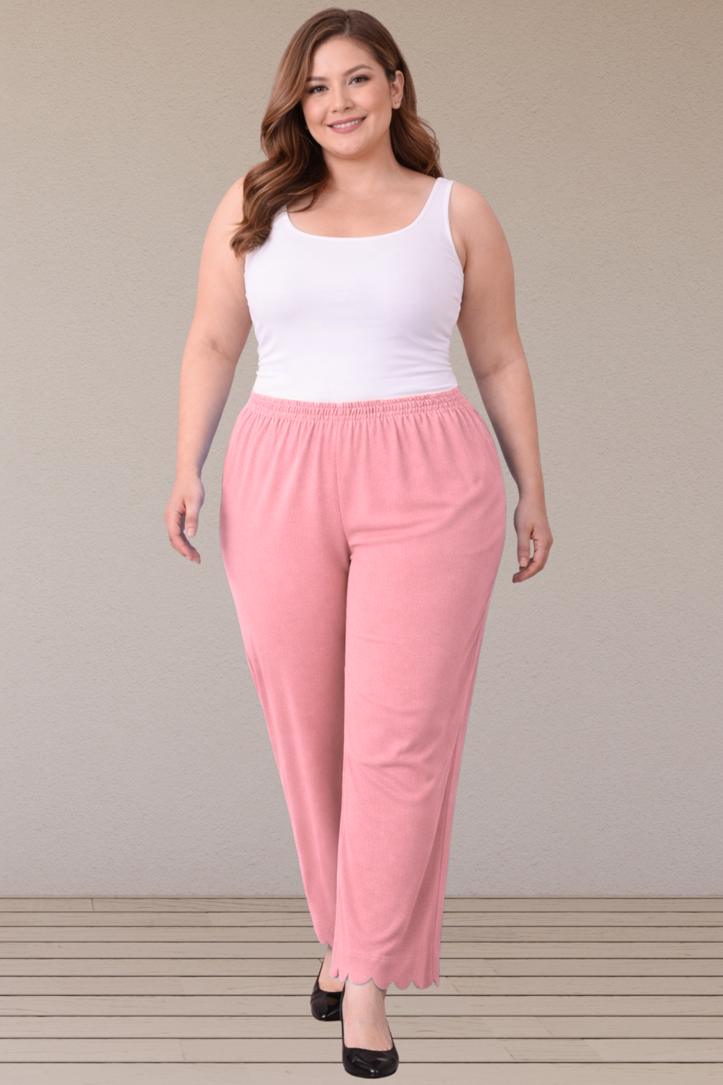 Baby Pink Scallop Cut Palazzo