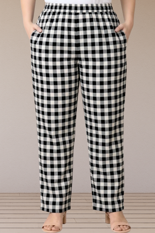 Black & White Check Cotton Pant