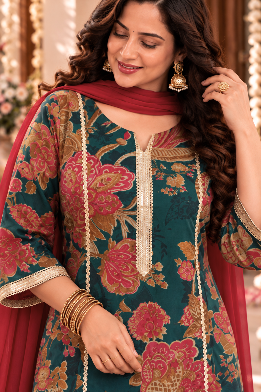 Basant Bahar Suit Set With Floral Print